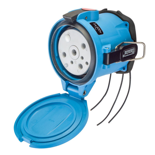 63-94143-263 - DSN150 RECEPTACLE POLY BLUE SIZE 5 TYPE 4X IP 69 3P+G 150A 600 VAC 60 Hz +3 AUX